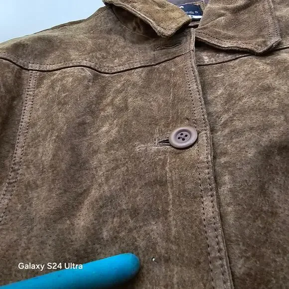 Vintage Marcelle Renee Genuine Leather Jacket Brown Belted Lined Coat Women's L - Picture 8 of 9